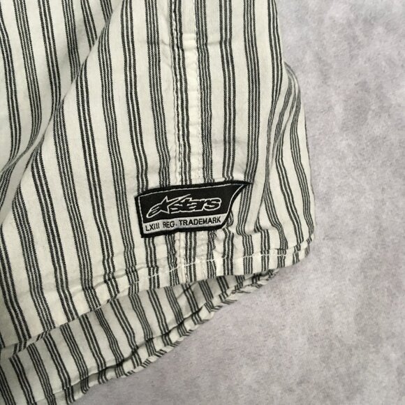 Alpinestars Mens Plaid Shirt size XXL Short Sleeve Button Up Pocket White Blue - Picture 7 of 16